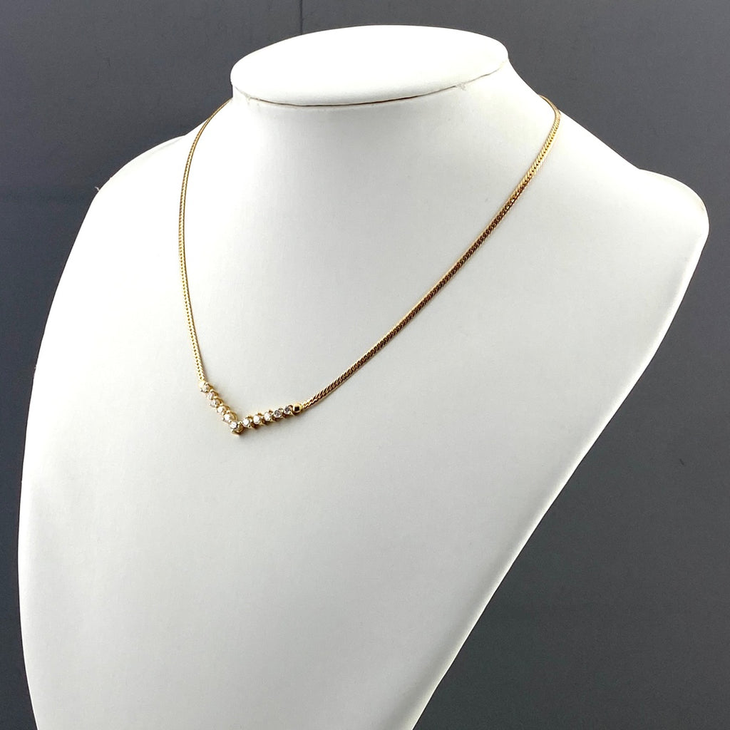 メレダイヤ デザインネックレス YG イエローゴールド ネックレス K18 ダイヤモンド レディース 【中古】nbjwl