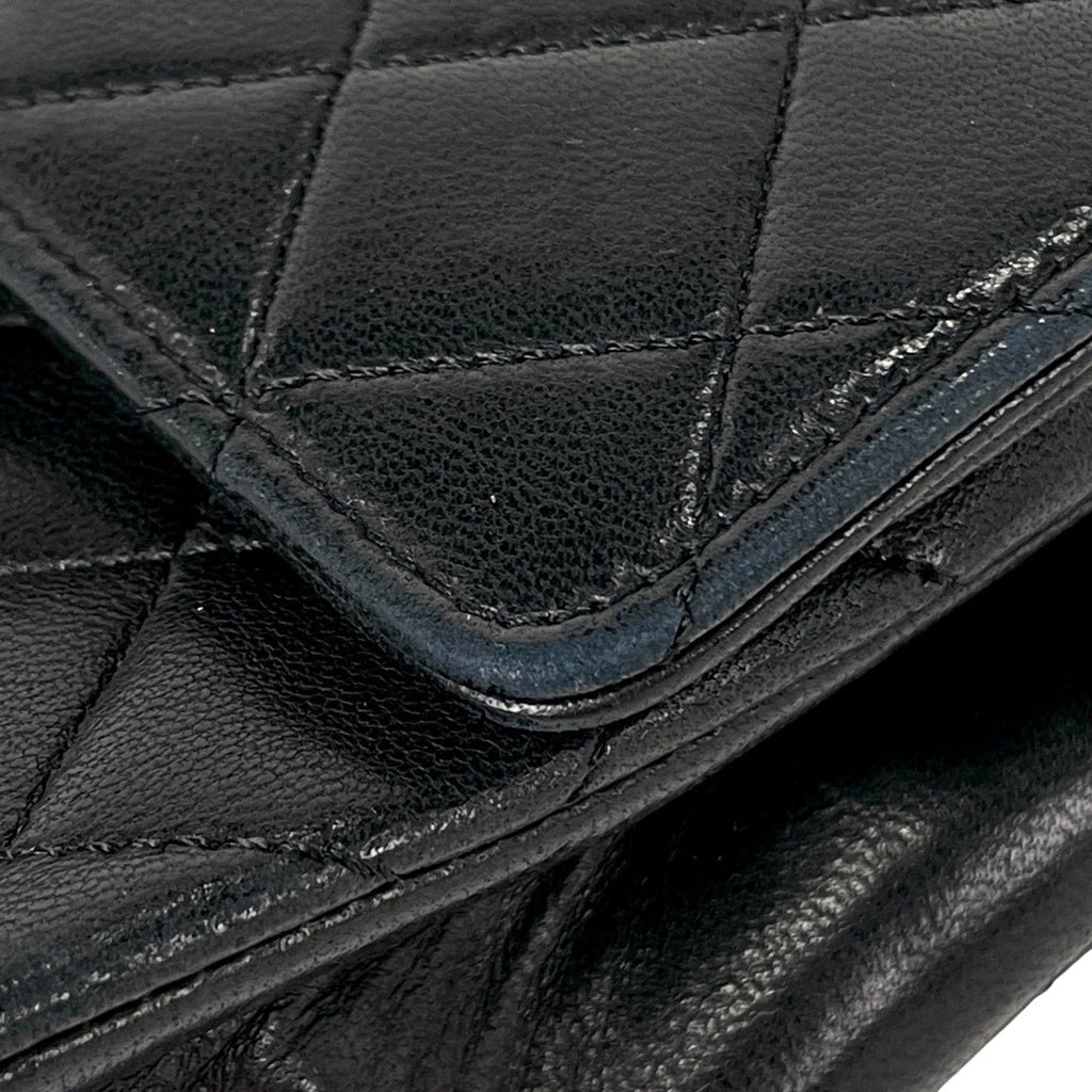 【ジャンク品】シャネル マトラッセ Wフラップ チェーン ショルダーバッグ ココマーク ショルダーバッグ レザー ブラック レディース 【中古】 brbag