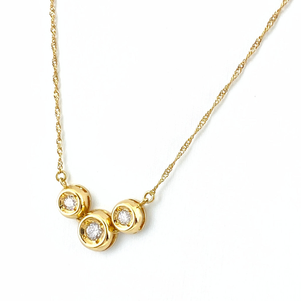 メレダイヤ デザインネックレス YG イエローゴールド ペンダント ネックレス K18 ダイヤモンド レディース 【中古】nbjwl