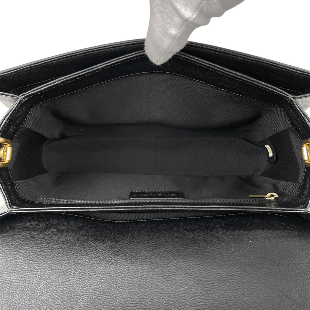 シャネル ココマーク チェーン ショルダーバッグ マトラッセ ターンロック ショルダーバッグ レザー ブラック レディース 【中古】