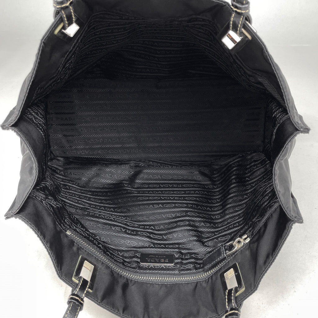 プラダ ロゴプレート トートバッグ 肩掛け ショルダーバッグ トートバッグ テスートナイロン ネロ(ブラック) BR1565 レディース 【中古】