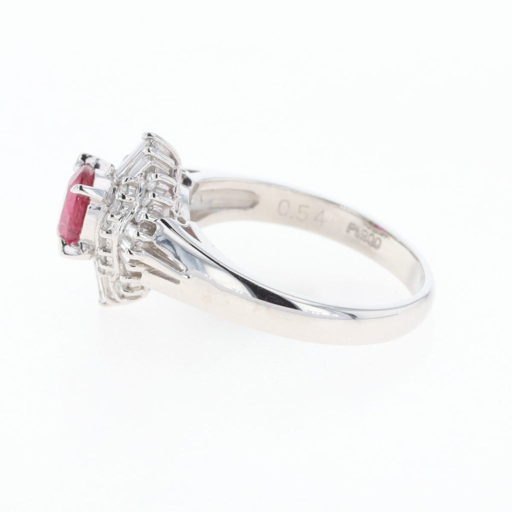 ルビー デザインリング プラチナ 指輪 メレダイヤ リング 9号 Pt900 ルビー ダイヤモンド レディース 【中古】nbjwl