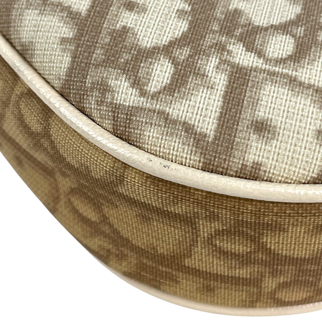 クリスチャンディオール トロッター柄 サドルバッグ フラワー 刺繍 ハンドバッグ ワンショルダー ショルダーバッグ コーティングキャンバス アイボリー マルチカラー レディース 【中古】 brbag