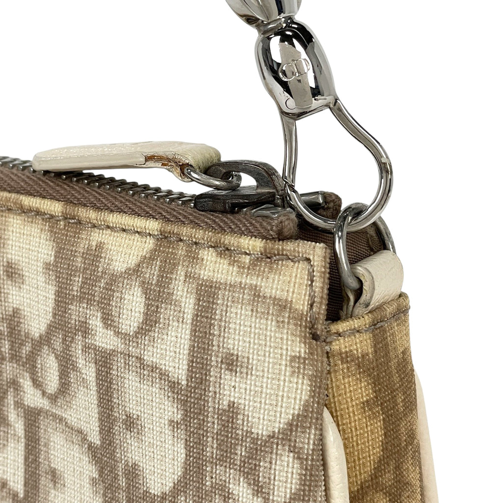 クリスチャンディオール トロッター柄 サドルバッグ フラワー 刺繍 ハンドバッグ ワンショルダー ショルダーバッグ コーティングキャンバス アイボリー マルチカラー レディース 【中古】 brbag