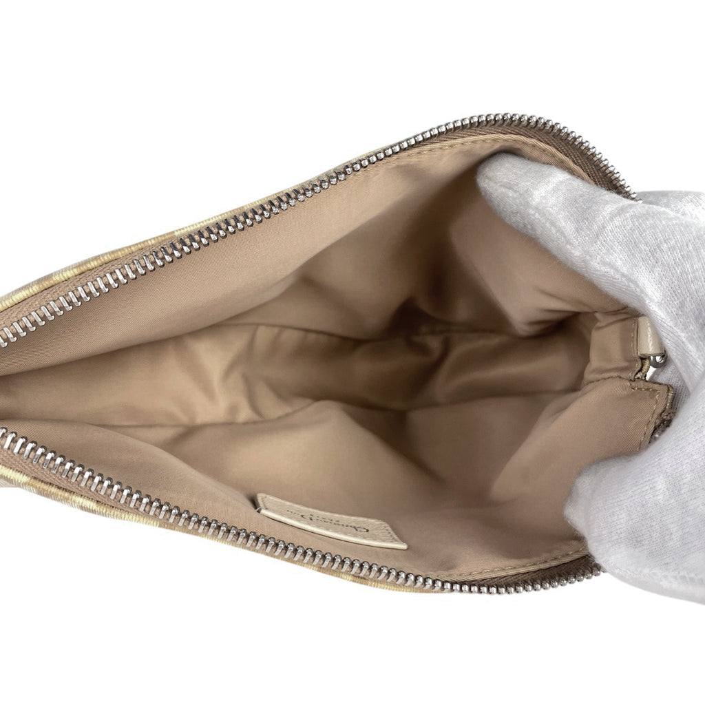 クリスチャンディオール トロッター柄 サドルバッグ フラワー 刺繍 ハンドバッグ ワンショルダー ショルダーバッグ コーティングキャンバス アイボリー マルチカラー レディース 【中古】 brbag