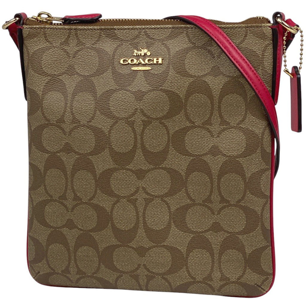 【在庫一掃】 コーチ シグネチャー ショルダーバッグ 斜め掛け ショルダーバッグ コーティングキャンバス ブラウン ピンク F58309 レディース 【中古】 brbag