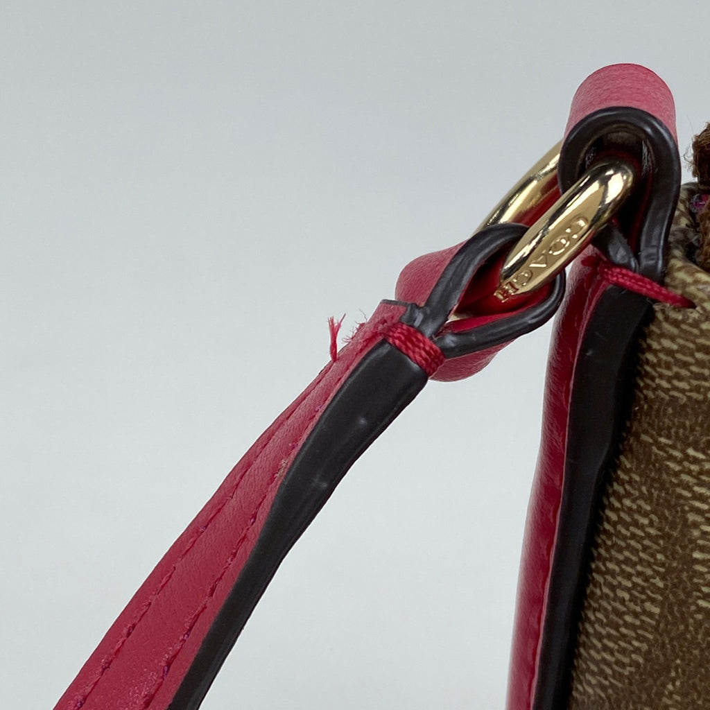 【在庫一掃】 コーチ シグネチャー ショルダーバッグ 斜め掛け ショルダーバッグ コーティングキャンバス ブラウン ピンク F58309 レディース 【中古】 brbag