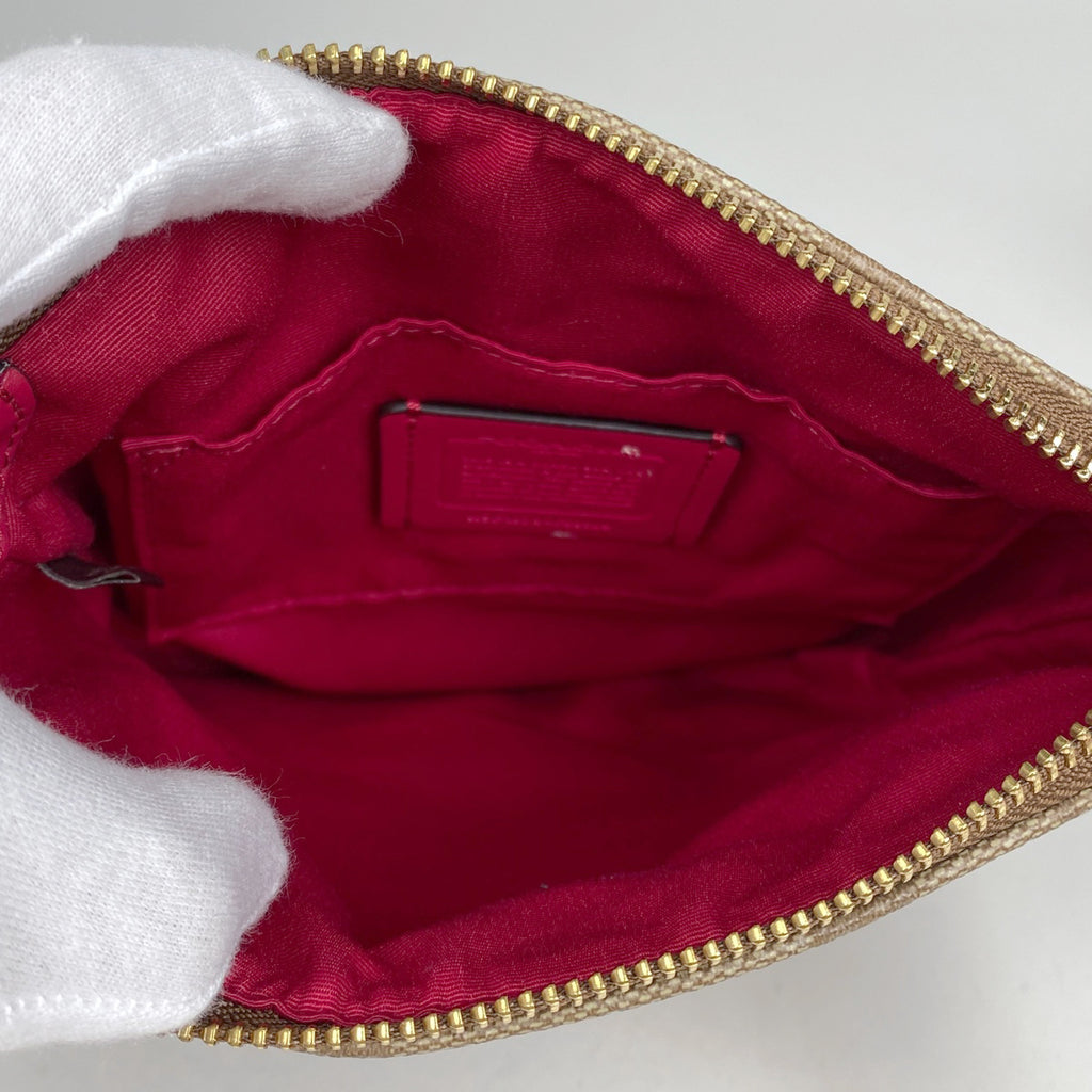 【在庫一掃】 コーチ シグネチャー ショルダーバッグ 斜め掛け ショルダーバッグ コーティングキャンバス ブラウン ピンク F58309 レディース 【中古】 brbag