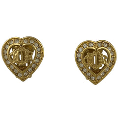 クリスチャンディオール ロゴ ラインストーン イヤリング ハートモチーフ イヤリング GP ゴールド レディース 【中古】 bracc