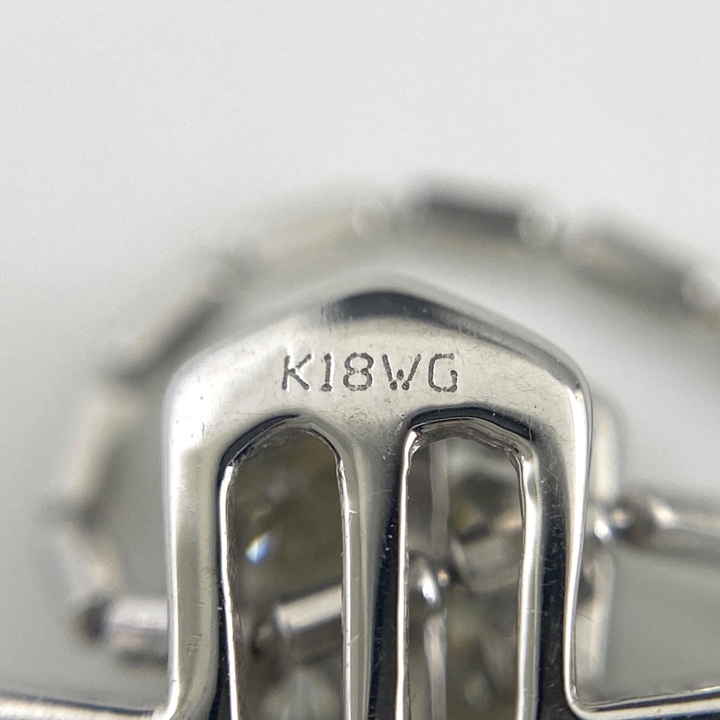 クロスモチーフ デザインネックレス WG ホワイトゴールド ペンダント メレダイヤ 十字架 ネックレス K18 WG ダイヤモンド レディース 【中古】nbjwl