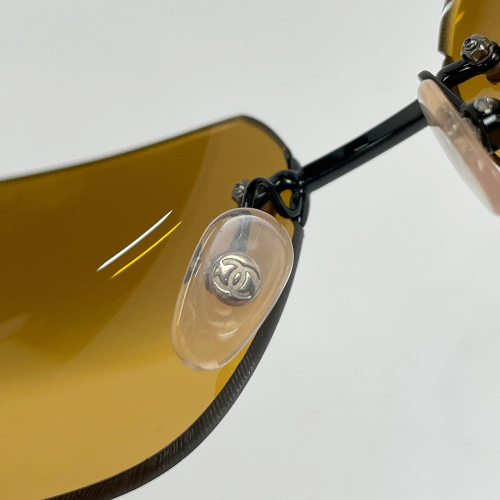 シャネル ココマーク サングラス アイウェア リムレス グラデーション サングラス メタル ブラック 4035 レディース 【中古】brbag