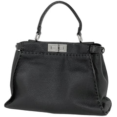 【在庫一掃】 フェンディ ピーカブー アイコニック ミディアム ハンドバッグ セレリア 2WAY ショルダーバッグ ハンドバッグ レザー ブラック 8BN290 レディース 【中古】 brbag