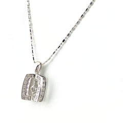 ダイヤモンド デザインネックレス WG ホワイトゴールド ペンダント メレダイヤ ネックレス K18 WG ダイヤモンド レディース 【中古】nbjwl