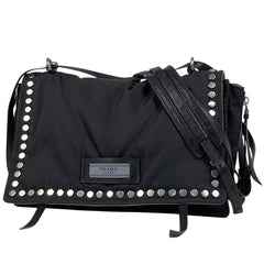 プラダ エティケット ショルダーバッグ ロゴ スタッズ ショルダーバッグ ナイロン ネロ(ブラック) レディース 【中古】