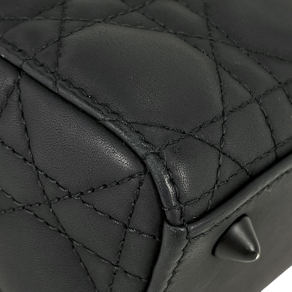 クリスチャンディオール レディディオール My ABCDior バッグ スモール カナージュ ウルトラマット 2WAY ショルダーバッグ ハンドバッグ レザー ブラック レディース 【中古】