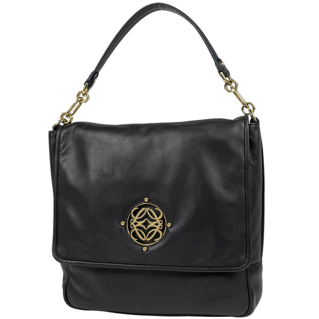 ロエベ ロゴ ハンドバッグ 2WAY ショルダーバッグ ハンドバッグ レザー ブラック レディース 【中古】
