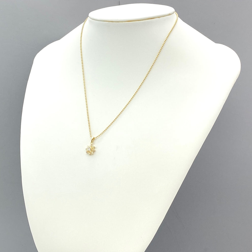 ダイヤモンド デザインネックレス YG イエローゴールド ペンダント メレダイヤ ネックレス K18 ダイヤモンド レディース 【中古】 
 ラッピング可