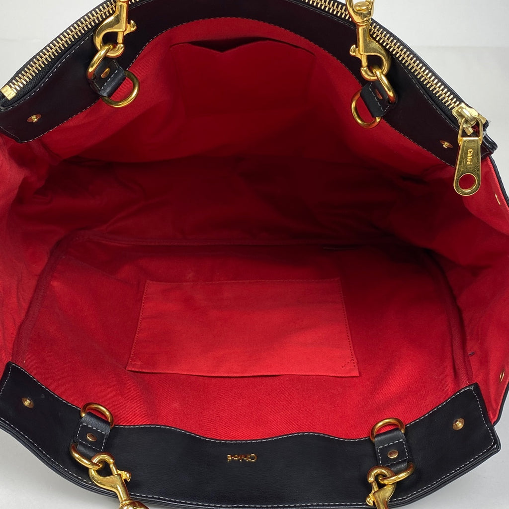 クロエ エデン トートバッグ ロゴ ショルダーバッグ トートバッグ レザー ブラック レディース 【中古】brbag