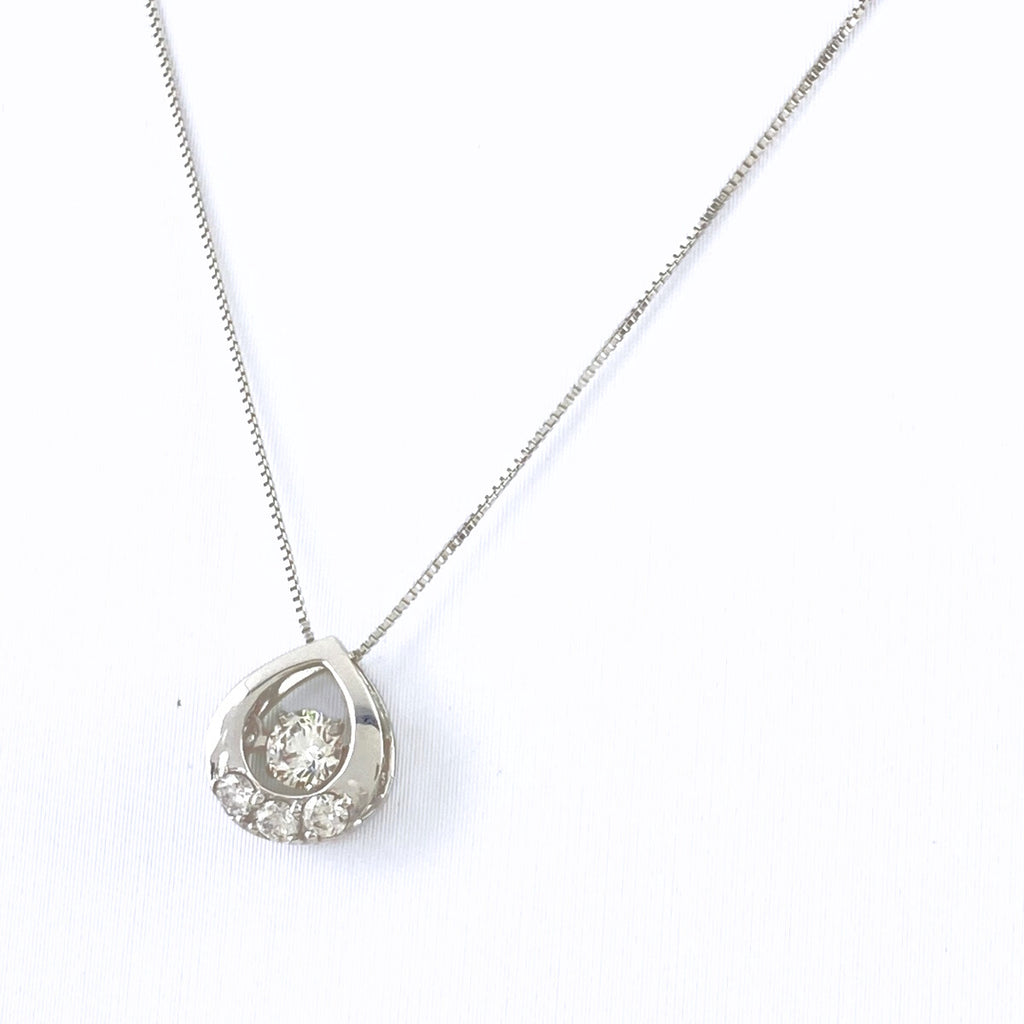 ダイヤモンド デザインネックレス WG ホワイトゴールド ペンダント メレダイヤ ネックレス K18 WG ダイヤモンド レディース 【中古】nbjwl