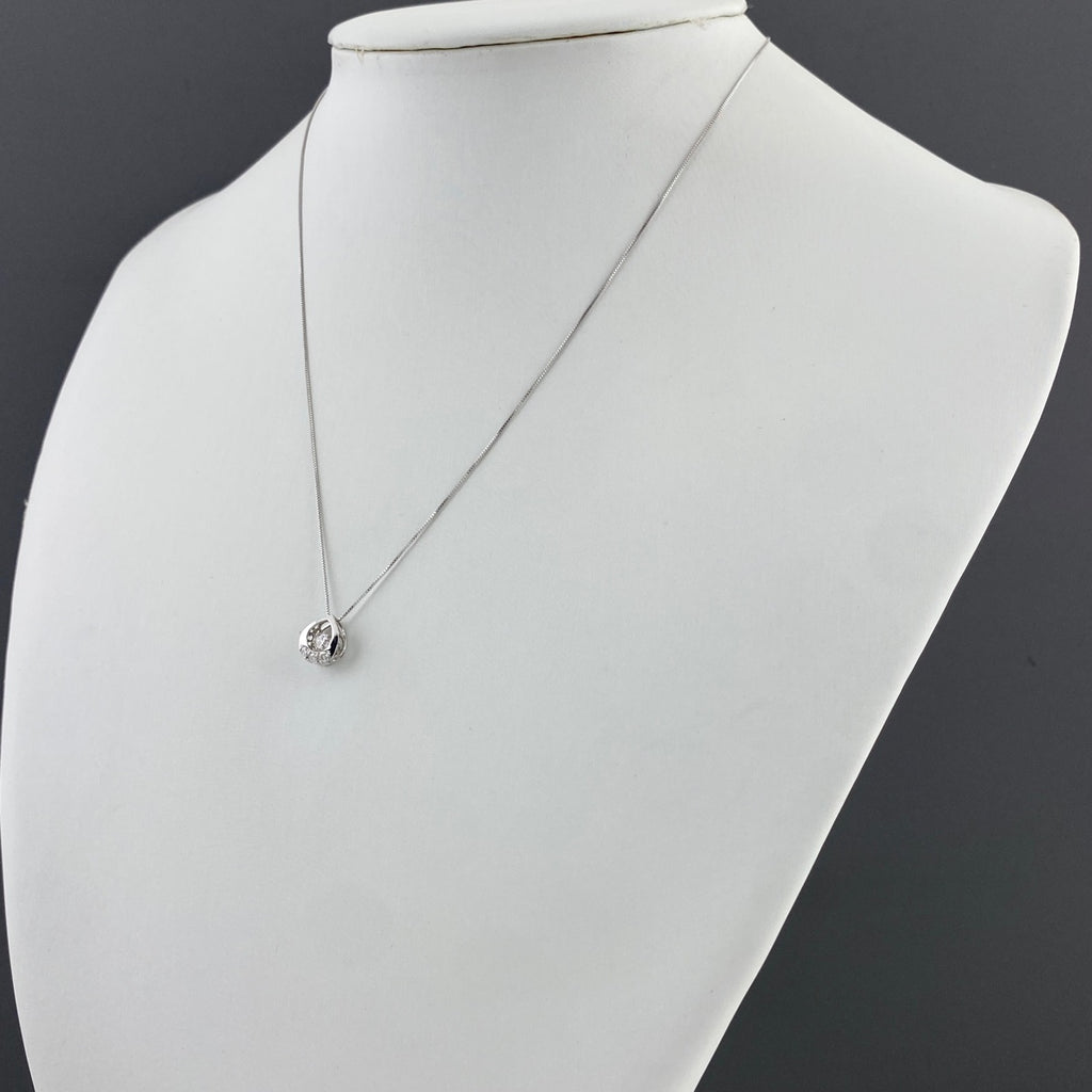 ダイヤモンド デザインネックレス WG ホワイトゴールド ペンダント メレダイヤ ネックレス K18 WG ダイヤモンド レディース 【中古】nbjwl