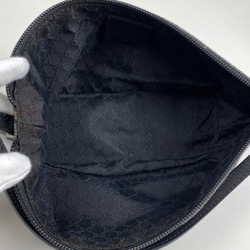 グッチ ロゴ ハンドバッグ アクセサリーポーチ ハンドバッグ キャンバス ブラック 07198 レディース 【中古】 brbag