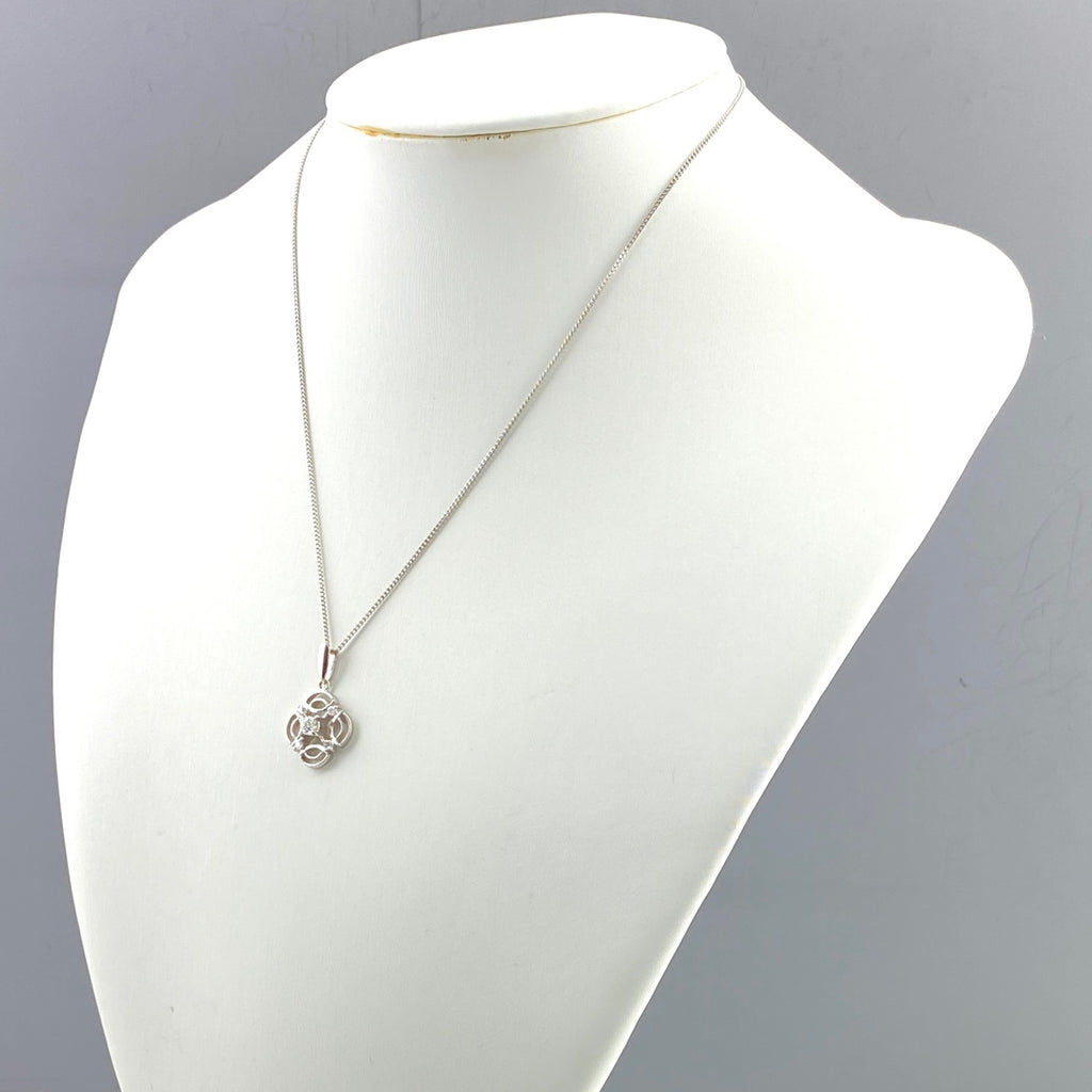 ダイヤモンド デザインネックレス プラチナ ペンダント メレダイヤ ネックレス Pt900 Pt850 ダイヤモンド レディース 【中古】nbjwl