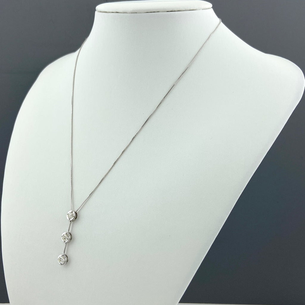 メレダイヤ デザインネックレス WG ホワイトゴールド ペンダント ネックレス K18 WG ダイヤモンド レディース 【中古】nbjwl