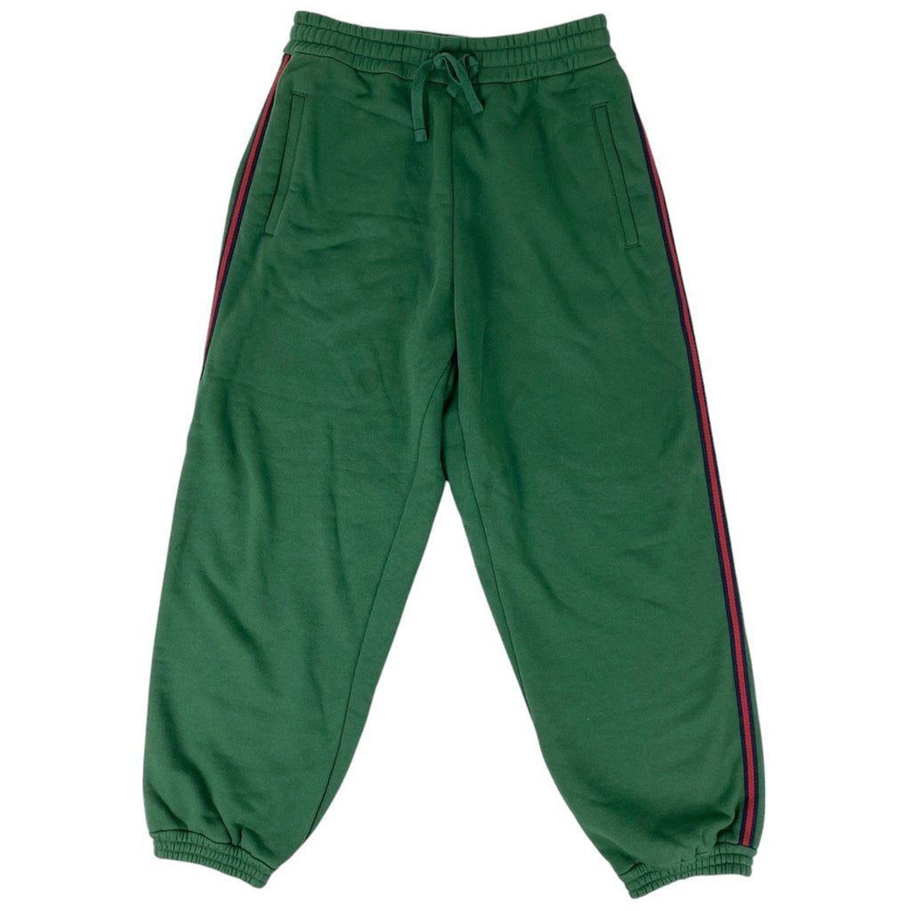 グッチ ロゴ スウェット パンツ シェリーライン ボトムス パンツ 綿 グリーン メンズ 【中古】brapp