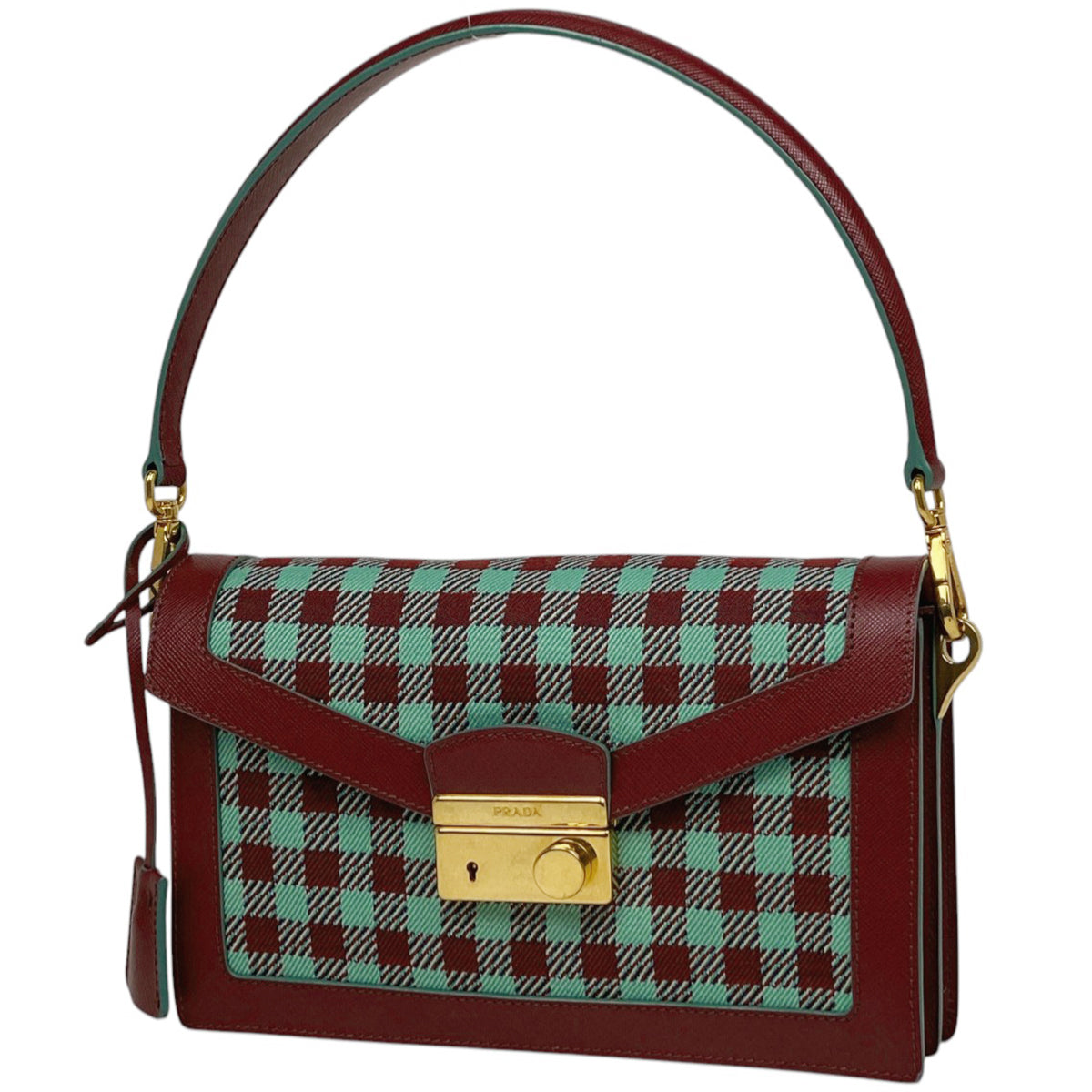 H2606 未使用 プラダ ロゴジャガード キャンバス レザー ポーチ PRADA プラダ ロゴプレート ジャガード トートバッグ 2WAY