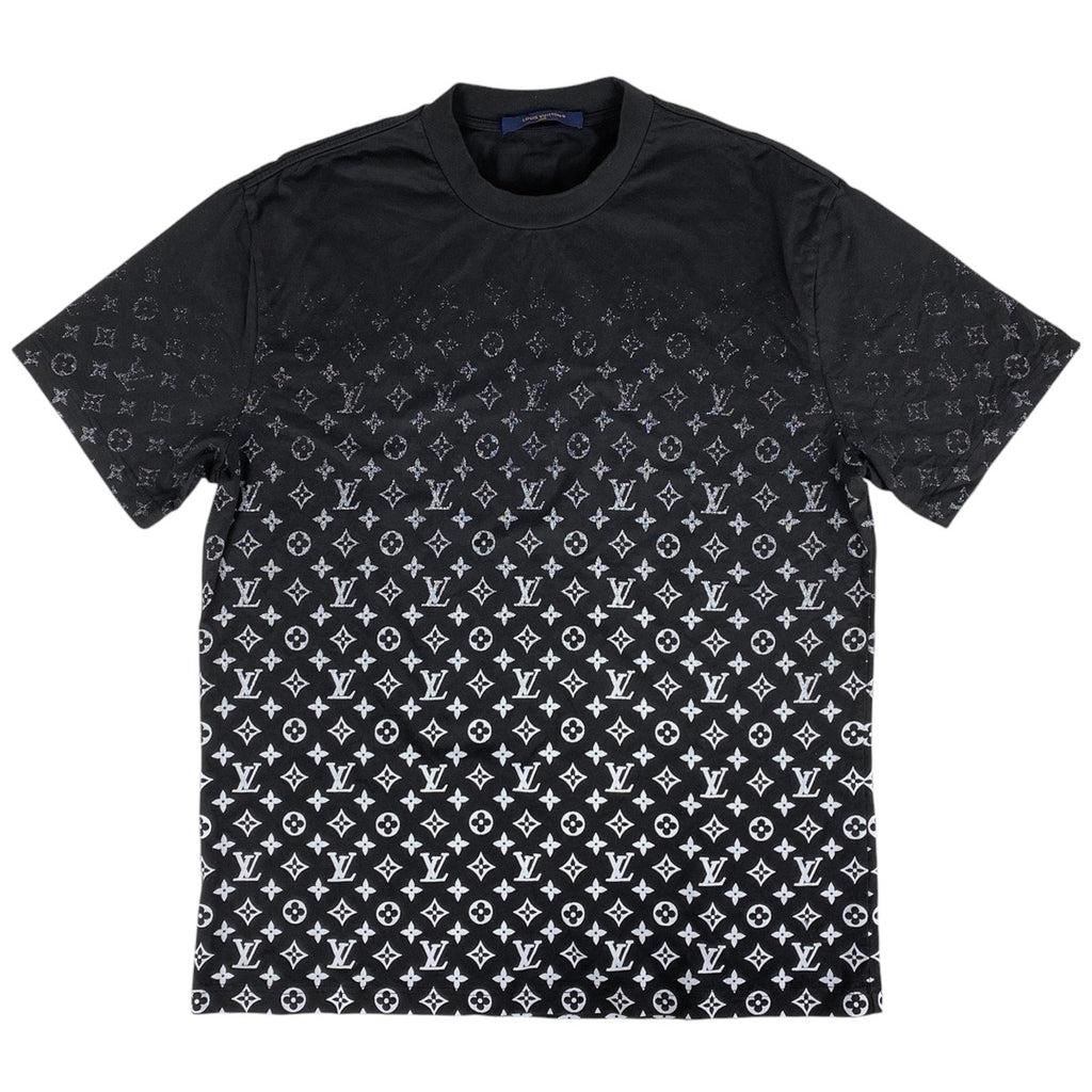 ルイ・ヴィトン モノグラムグラディエント 半袖Tシャツ ラウンドネック プリント トップス 半袖Ｔシャツ コットン ブラック メンズ 【中古】brapp