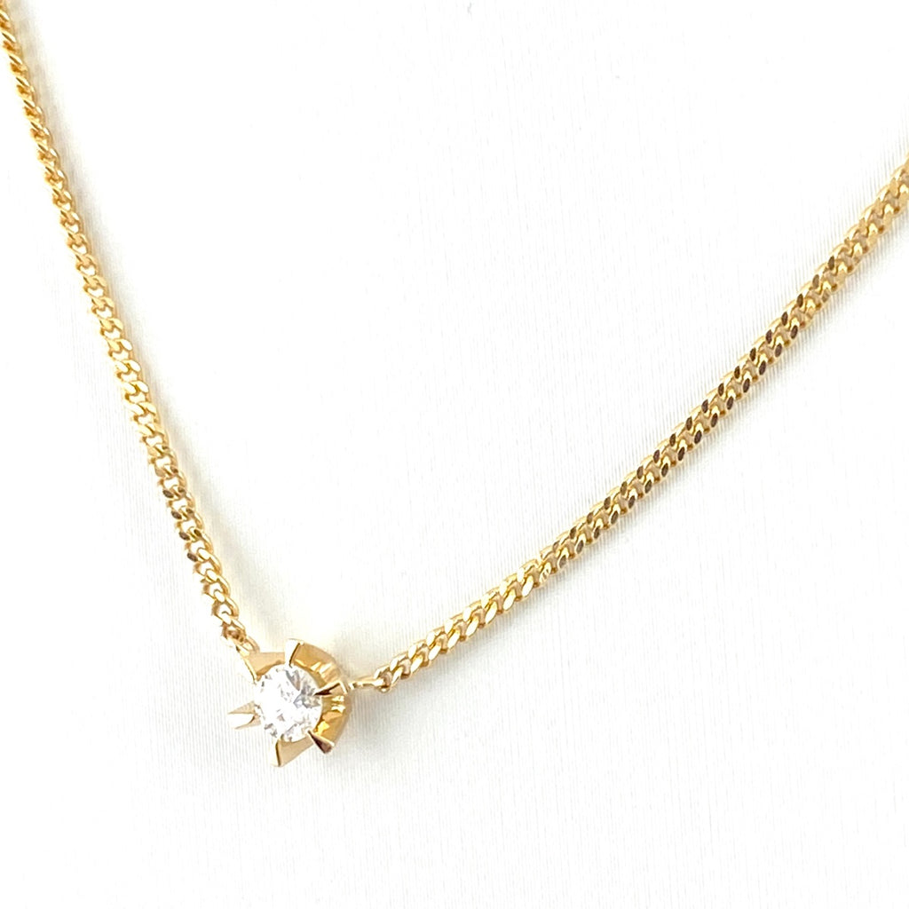 ダイヤモンド デザインネックレス YG イエローゴールド ネックレス K18 ダイヤモンド レディース 【中古】nbjwl