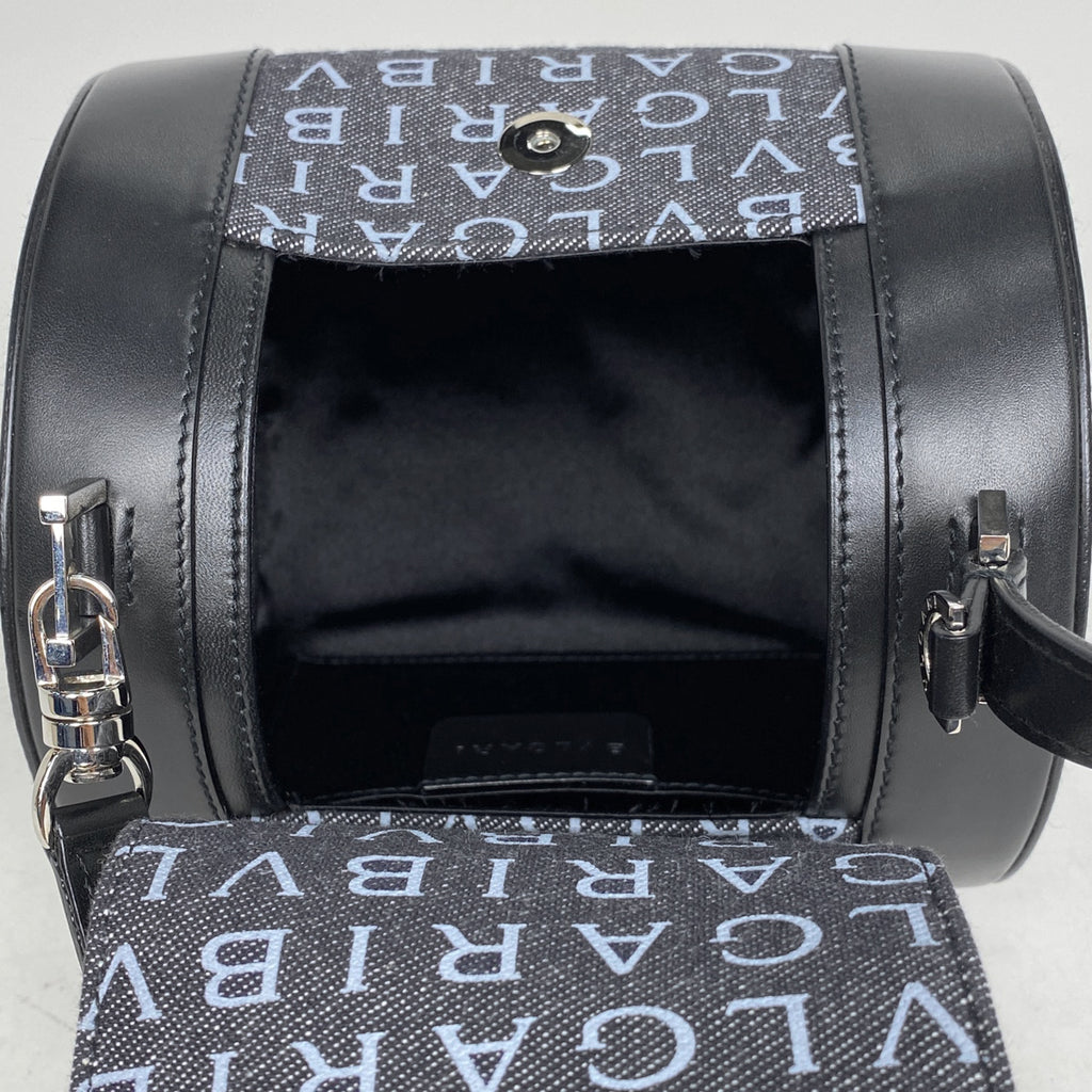 ブルガリ ビーゼロワン ドラム ハンドバッグ 筒型 ロゴマニア ハンドバッグ キャンバス ブラック レディース 【中古】
