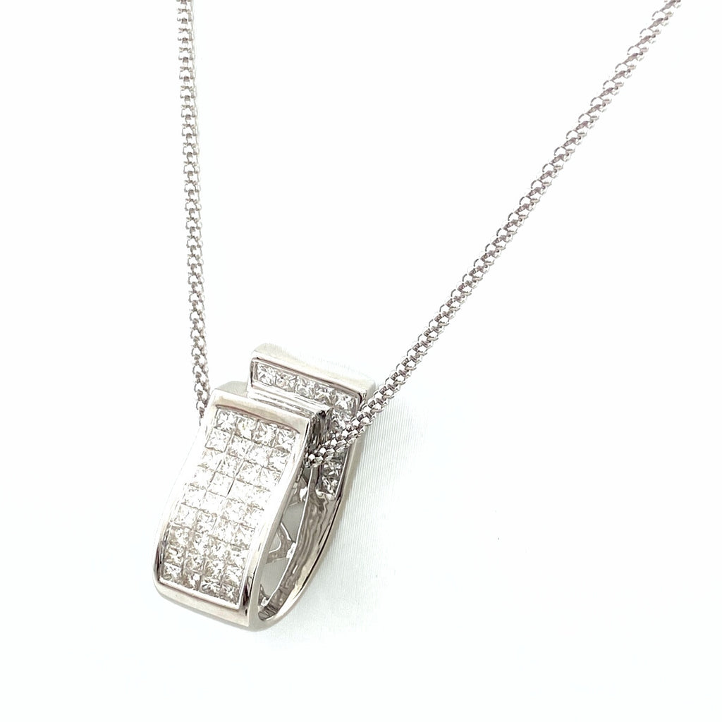 【最終値引き】 メレダイヤ デザインネックレス WG ホワイトゴールド ペンダント ネックレス K18 WG ダイヤモンド レディース 【中古】nbjwl
