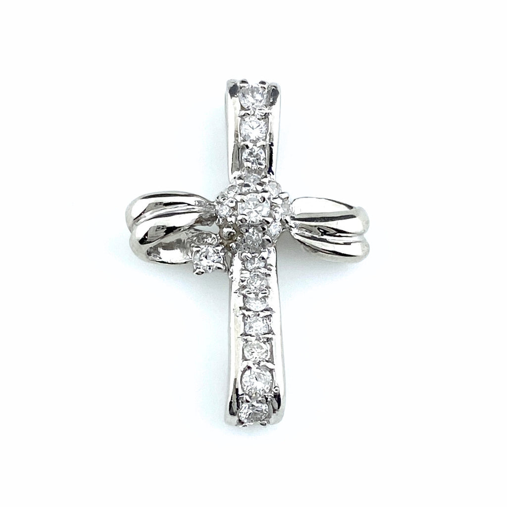 クロスモチーフ ペンダントトップ プラチナ メレダイヤ 十字架 ペンダントトップ Pt900 ダイヤモンド レディース 【中古】nbjwl