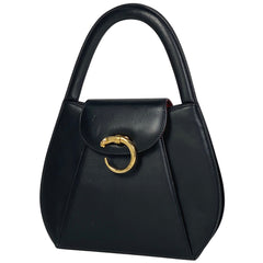 カルティエ パンテール ハンドバッグ パンサーモチーフ ハンドバッグ レザー ブラック レディース 【中古】