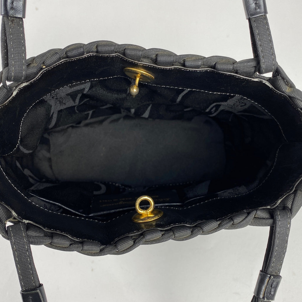 サルヴァトーレフェラガモ ヴァラ ハンドバッグ バスケットバッグ ハンドバッグ ファブリック ブラック 6214 レディース 【中古】