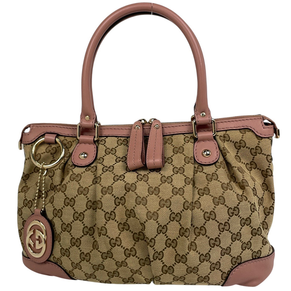 GUCCI GG キャンバススーキー サッチェルバッグ ベージュ/ピンク GUCCI GG キャンバススーキー サッチェルバッグ ベージュ/ピンク