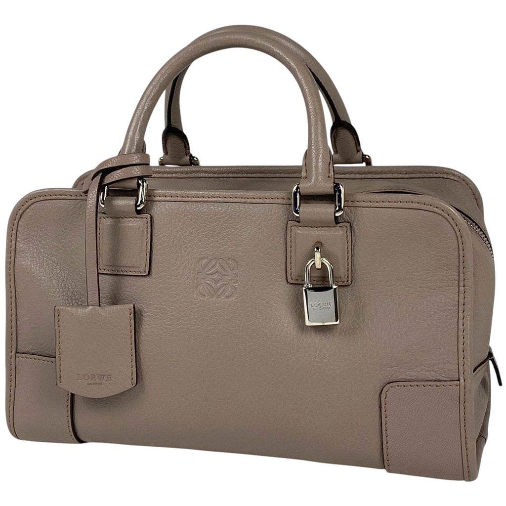 ロエベ アマソナ 28 アナグラム ロゴ ハンドバッグ レザー グレージュ レディース 【中古】 brbag