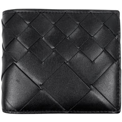 ボッテガヴェネタ イントレチャート 二つ折り 財布 ナッパ 二つ折り財布 レザー ブラック レディース 【中古】 brbag