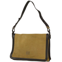 ロエベ アナグラム ショルダーバッグ 肩掛け ショルダーバッグ スエード グリーン ブラウン レディース 【中古】brbag