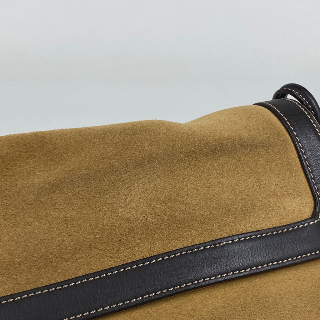 ロエベ アナグラム ショルダーバッグ 肩掛け ショルダーバッグ スエード グリーン ブラウン レディース 【中古】brbag