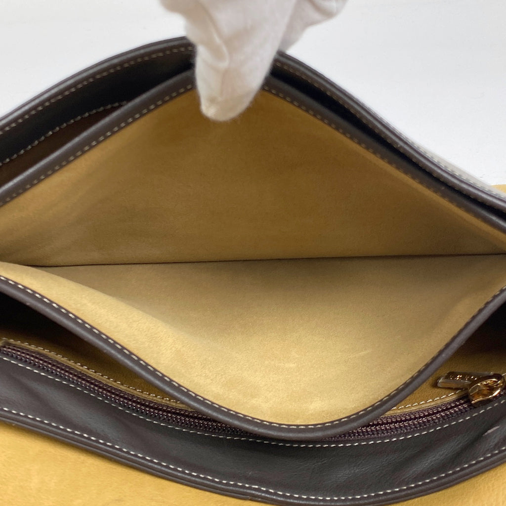 ロエベ アナグラム ショルダーバッグ 肩掛け ショルダーバッグ スエード グリーン ブラウン レディース 【中古】brbag