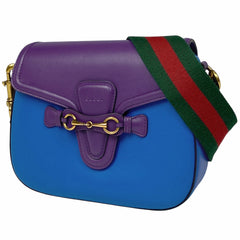 グッチ ホースビット ショルダーバッグ バイカラー シェリーライン ウェブ ショルダーバッグ レザー パープル ブルー 380573 レディース 【中古】brbag