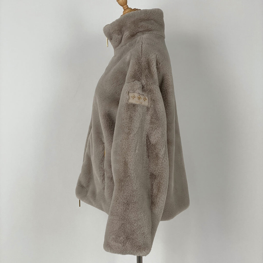 タトラス ロゴ ボア ブルゾン VIA PRIVATA GASPARE BUGATTI 3 アウター ブルゾン ポリエステル グレージュ レディース 【中古】brapp