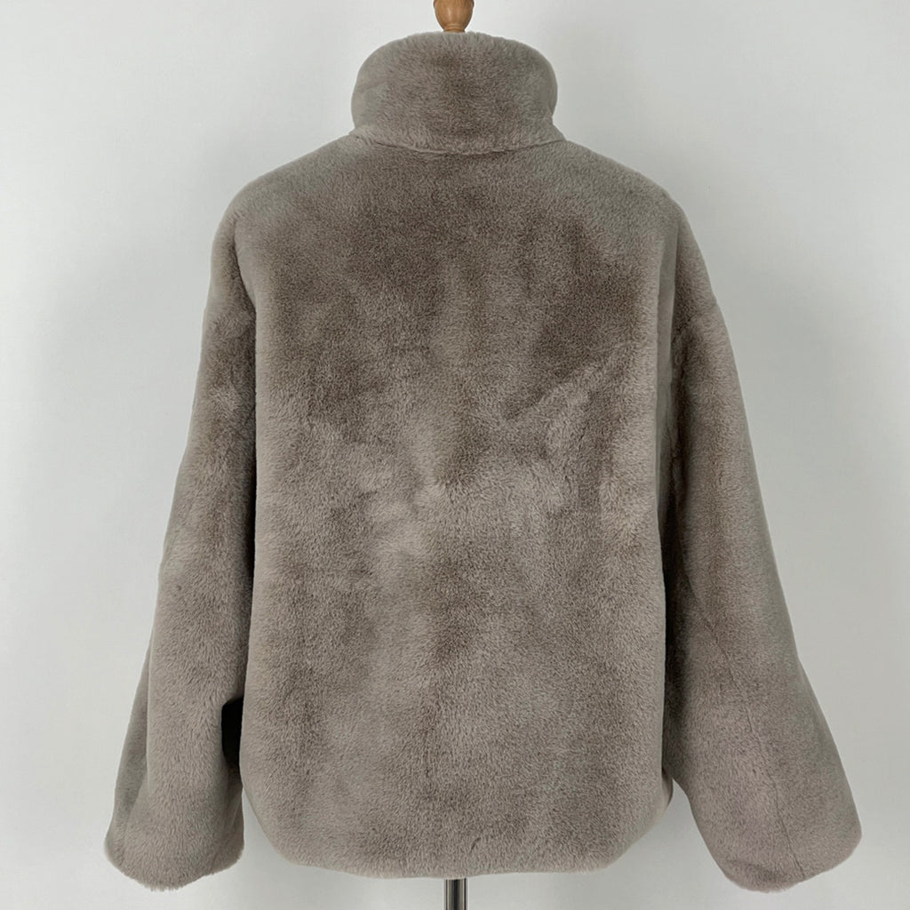 タトラス ロゴ ボア ブルゾン VIA PRIVATA GASPARE BUGATTI 3 アウター ブルゾン ポリエステル グレージュ レディース 【中古】brapp