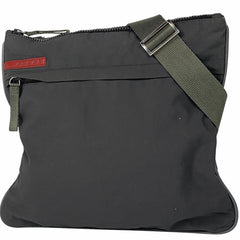 プラダ ロゴ ショルダーバッグ 斜め掛け ショルダーバッグ ナイロン グレー レディース 【中古】 brbag