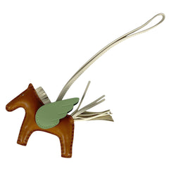 エルメス ロデオ PM ストラップ バッグチャーム レザー ブラウン ホワイト レディース 【中古】