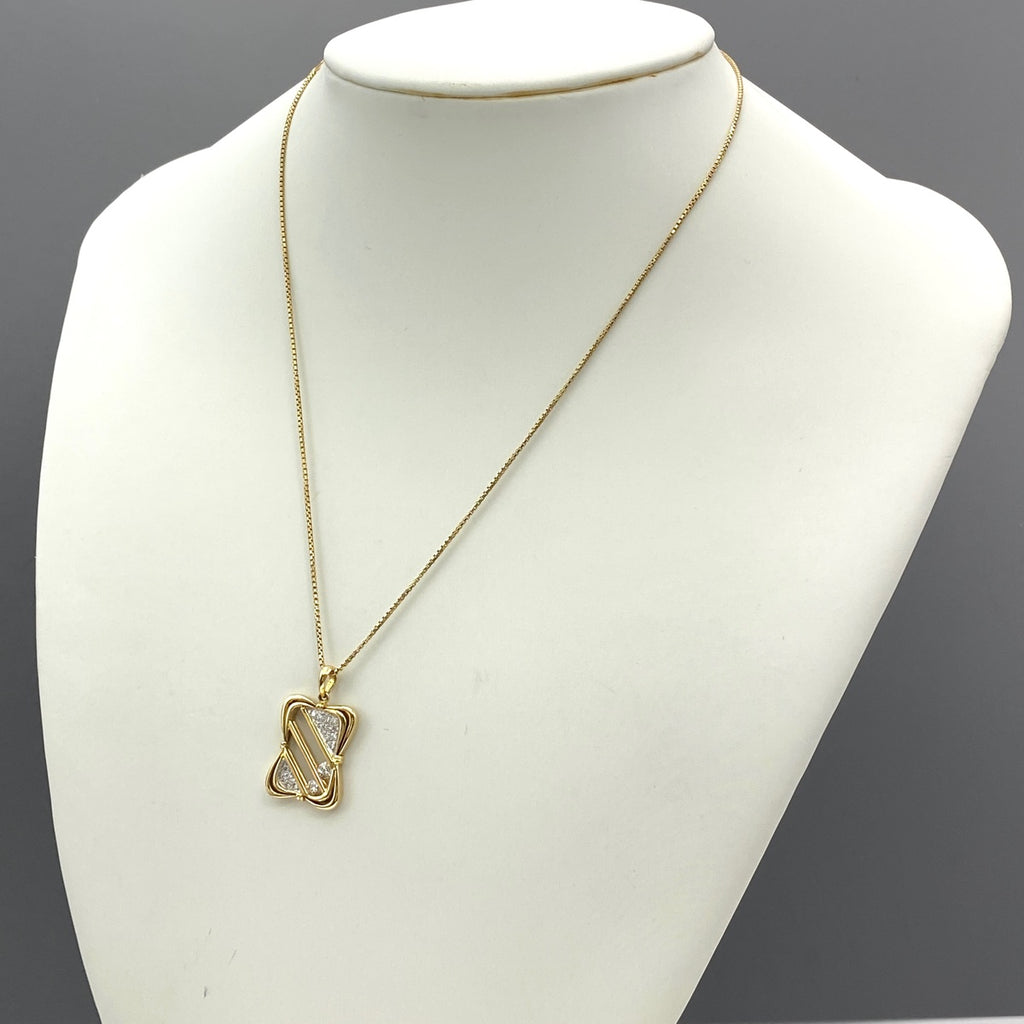 メレダイヤ デザインネックレス YG イエローゴールド ペンダント ネックレス 750 ダイヤモンド レディース 【中古】nbjwl