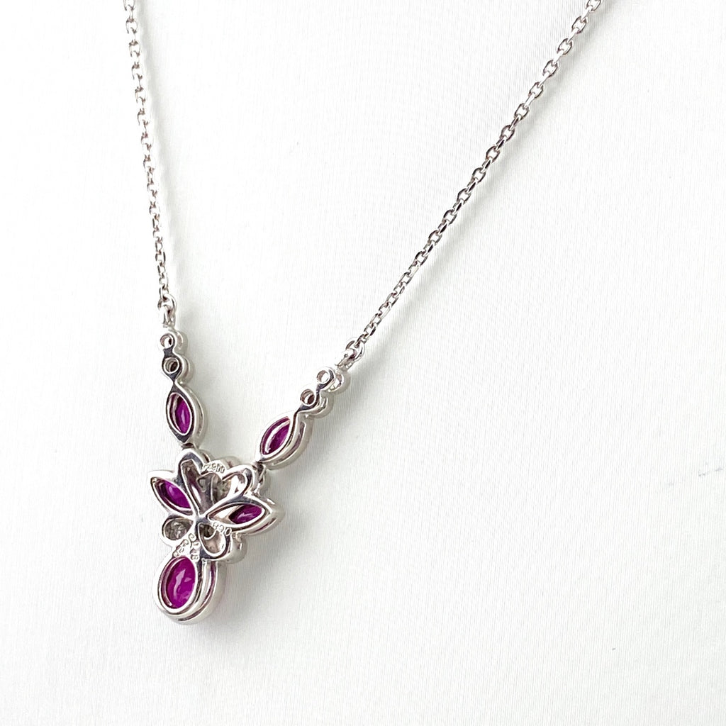 ルビー デザインネックレス プラチナ ペンダント メレダイヤ ネックレス Pt900 Pt850 ルビー レディース 【中古】nbjwl