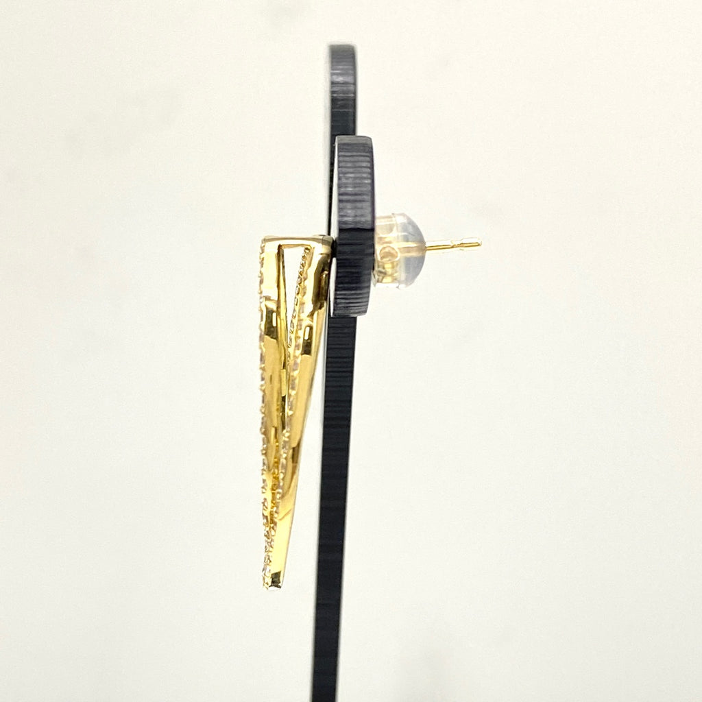メレダイヤ デザインピアス YG イエローゴールド ピアス K18 ダイヤモンド レディース 【中古】nbjwl